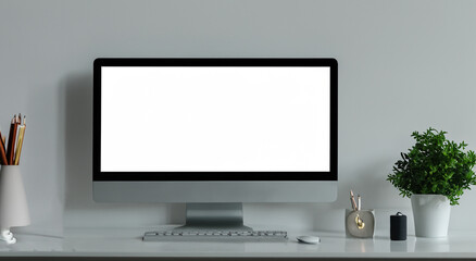 beautiful white screen computer on top of a desk