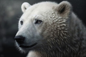 Obraz na płótnie Canvas Image of a white bear head on nature background. Wildlife Animals. Illustration. Generative AI.
