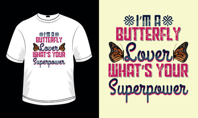 Butterfly typography t-shirt design template