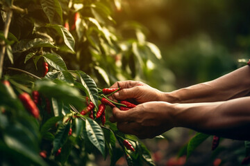 harvesting red hot chili peppers, generative ai