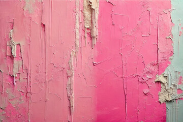 Pink paint on the wall as an abstract background. Texture of old paint. AI generated