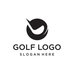 Golf ball and stick and golf course logo template design. Logo for professional golf team, golf club, tournament, business, event.