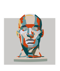 Sculpture head.T-Shirt Design and Printing, clothes, bags, posters, invitations, cards, leaflets etc. Vector illustration