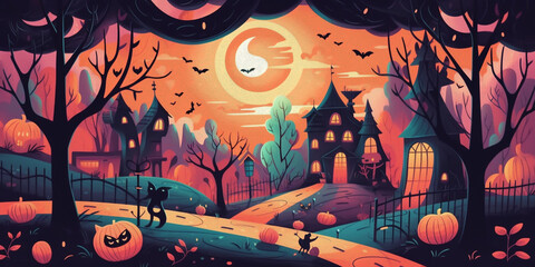 Obraz premium Halloween Background Genarative AI