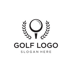 Golf ball and stick and golf course logo template design. Logo for professional golf team, golf club, tournament, business, event.