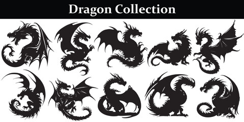 Black Dragon silhouette vector design 