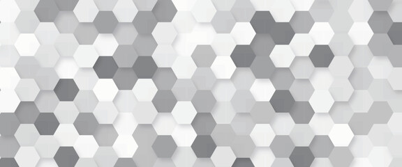 Abstract geometric hexagon white and gray color background. Computer digital drawing. white background. triangle tunnel. Modern Abstract vector illustration. Poster, wallpaper, Landing page. hexagon. - obrazy, fototapety, plakaty