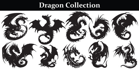 Black Dragon silhouette vector design 