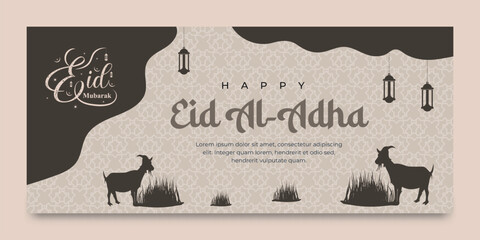 Eid al-Adha greeting banner template for Islamic holiday