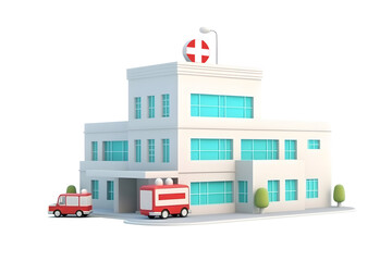 Naklejka premium Hospital model building isolated on transparent background