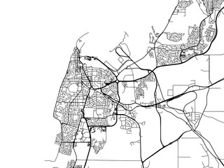 Vector road map of the city of  Bunbury in the Australia on a white background.
