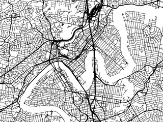 Fototapeta premium Vector road map of the city of Brisbane center in the Australia on a white background.