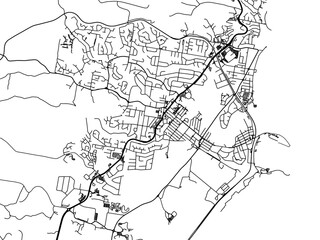 Vector road map of the city of  Coffs Harbour in the Australia on a white background.