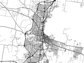 Vector road map of the city of  Geelong in the Australia on a white background.