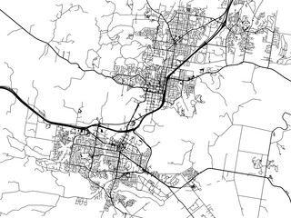 Vector road map of the city of  Albury–Wodonga in the Australia on a white background.