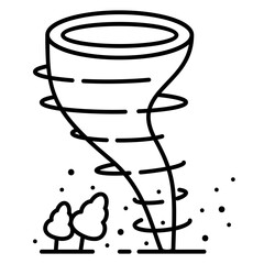 Cyclone or tornado storm icon with strong wind vortex
