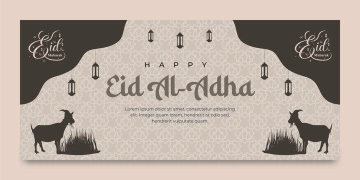 Eid al-Adha greeting banner template for Islamic holiday