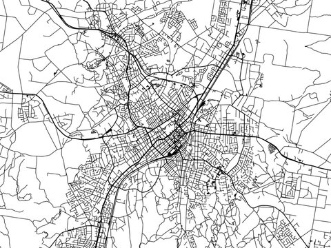 Vector road map of the city of  Bendigo in the Australia on a white background.