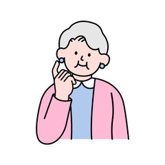 Elderly Woman Wondering, Simple Style Vector illustration.