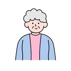 Elderly Woman, Simple Style Vector illustration.