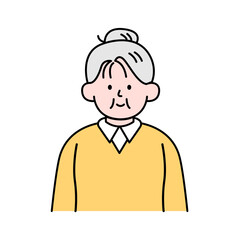 Elderly Woman, Simple Style Vector illustration.