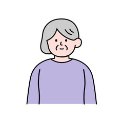 Elderly Woman, Simple Style Vector illustration.