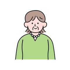 Elderly Woman, Simple Style Vector illustration.