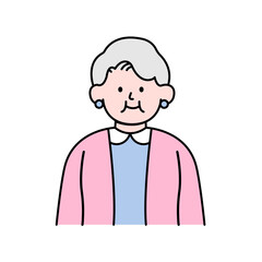 Elderly Woman, Simple Style Vector illustration.
