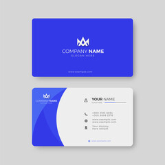 Professional Elegant blue and white Modern Business Card Design Template	