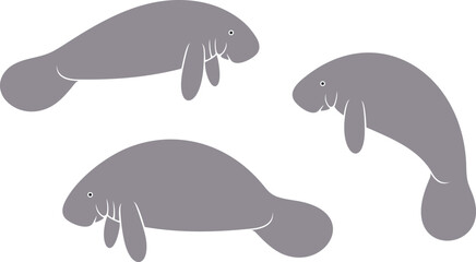 Manatee logo. Isolated manatee on white background