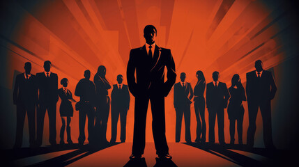 Vector Style Illustration of Leadership - A Business Leader. With Licensed Generative AI Technology Assistance.