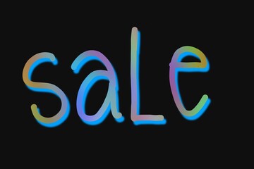 Handwritten lettering with opalescent rainbow colors 