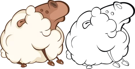 Foto op Plexiglas Vector Illustration of a Cute Sheep. Cartoon Character. Coloring Book © liusa