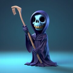 Hilarious Grim Reaper Cartoon Character Spreading Laughter