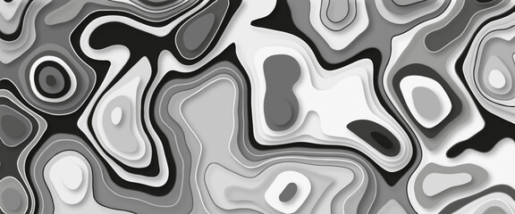 Obraz premium black and white abstract papercut background. Modern background with fluid and organic shapes.