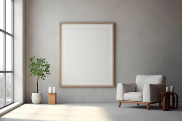 Fototapeta na wymiar Huge empty frame in a Scandinavian style apartment