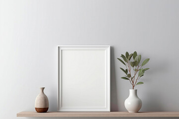 Frame with vase on a shelve