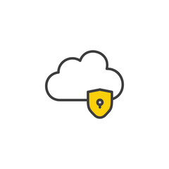 Cloud Security icon design with white background stock illustration