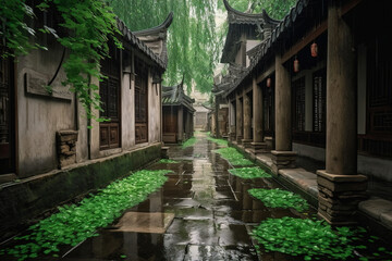 old house in the village. Generative Ai