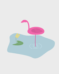 illustration of a pink flamingo