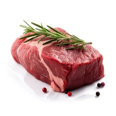 Beef sirloin meat isolated on white background. Generative AI