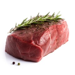 Bison sirloin meat isolated on white background. Generative AI