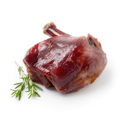 Duck leg meat isolated on white background. Generative AI