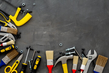 Construction tools set equipment. House improvement concept