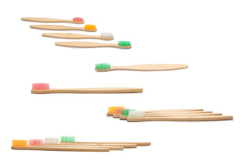 Bamboo toothbrush isolated on a white background.