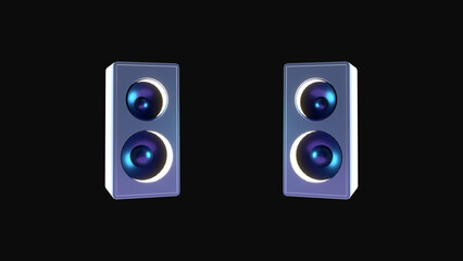 3d rendered cartoon speakers object on a black background.