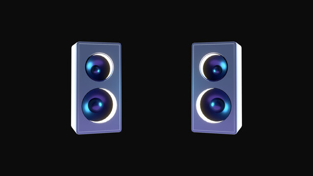 3d rendered cartoon speakers object on a black background.
