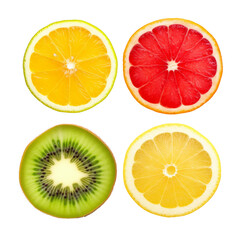 set of fruits isolated on transparent background cutout