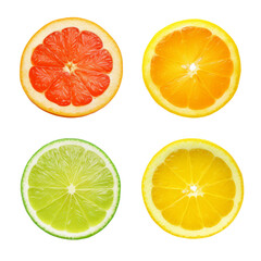 Obraz premium set of citrus fruits isolated on transparent background cutout