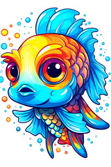Fototapeta na wymiar A colorful fish with big eyes. Generative AI.